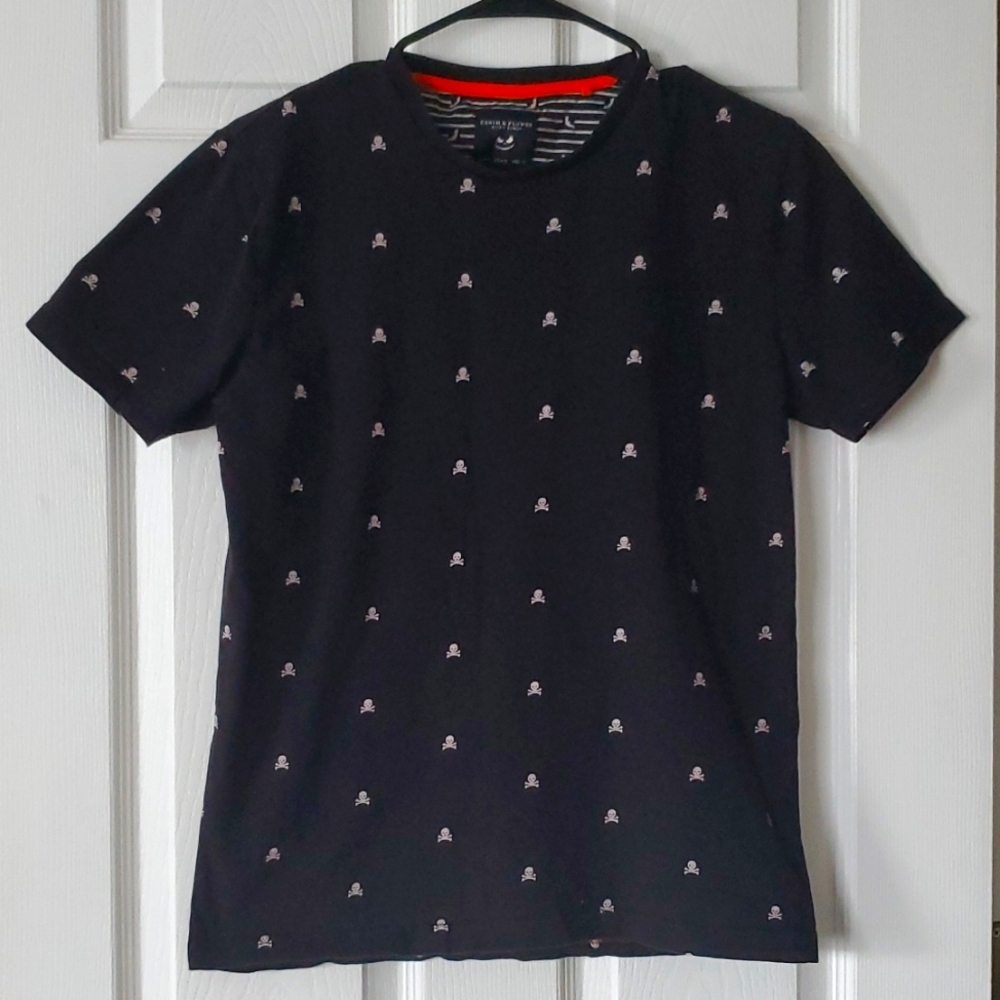 Denim & Flower Skull Tee